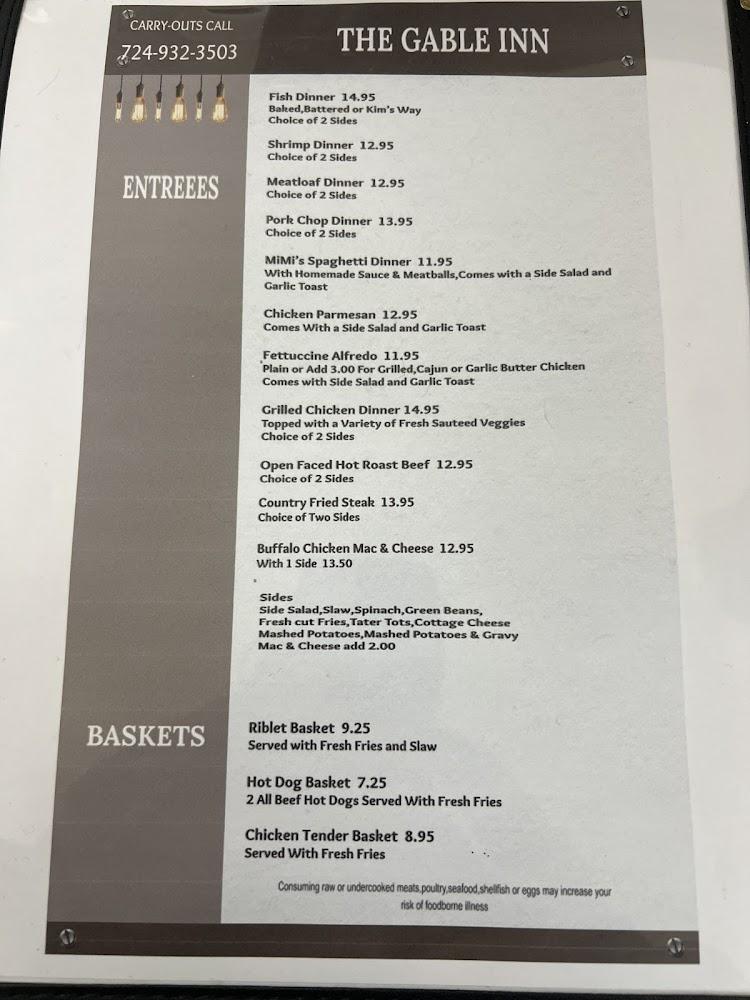 The Gable Inn Menu image 2
