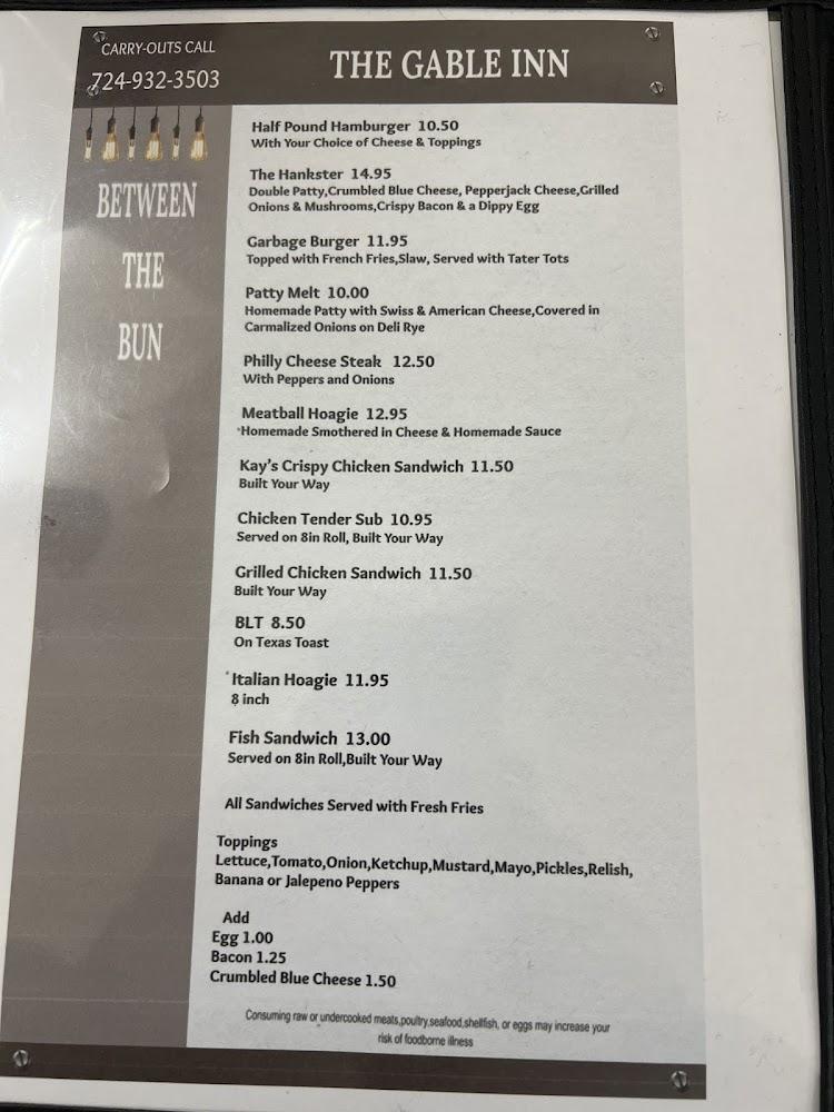 The Gable Inn Menu image 3